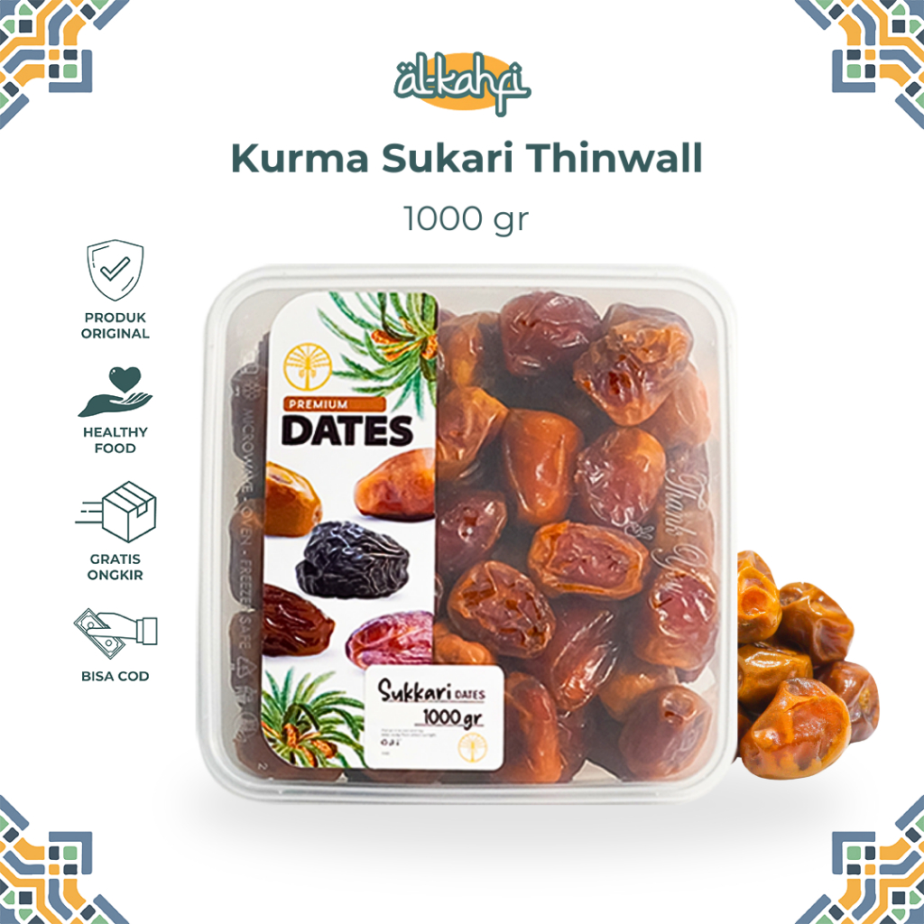 

Kurma Sukari 1 Kg Thinwall Kurma Raja Premium Original