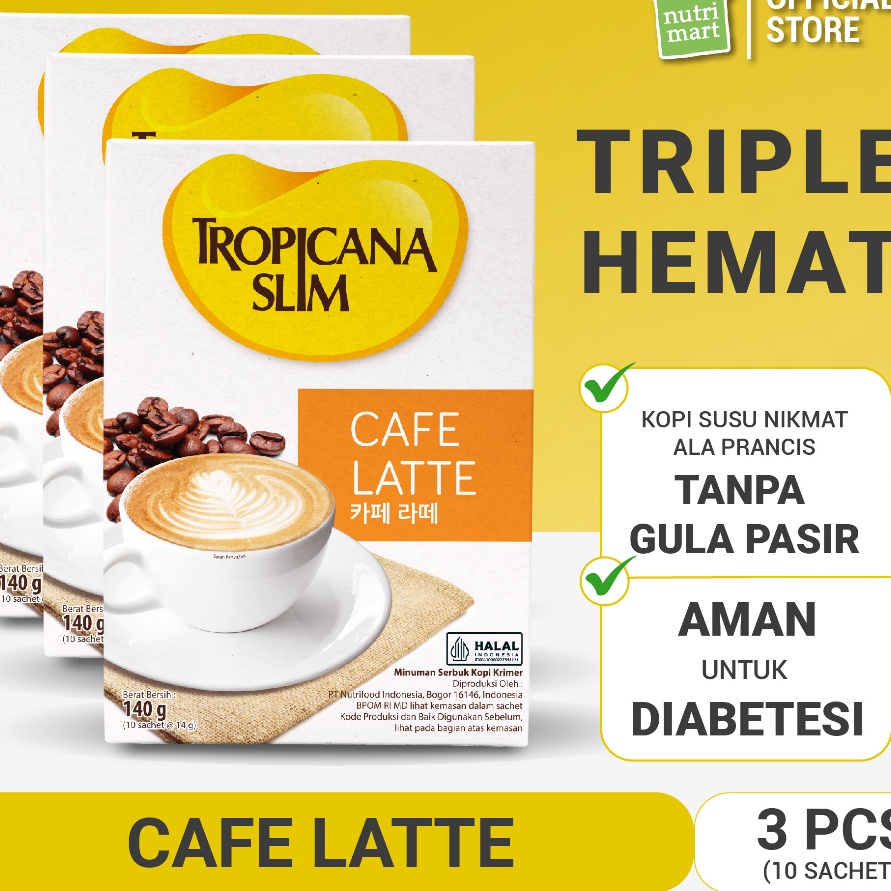 

Terbaru 33 Triple Pack Tropicana Slim Cafe Latte 1 Sachet 14 gram Kopi Susu Nikmat Tanpa Gula Pasir