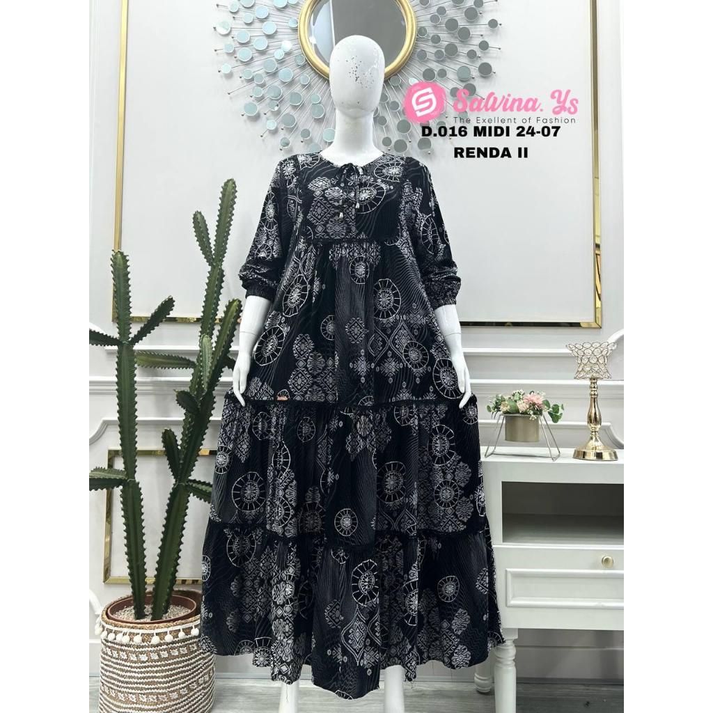 Gamis salvina motif renda midi terbaru