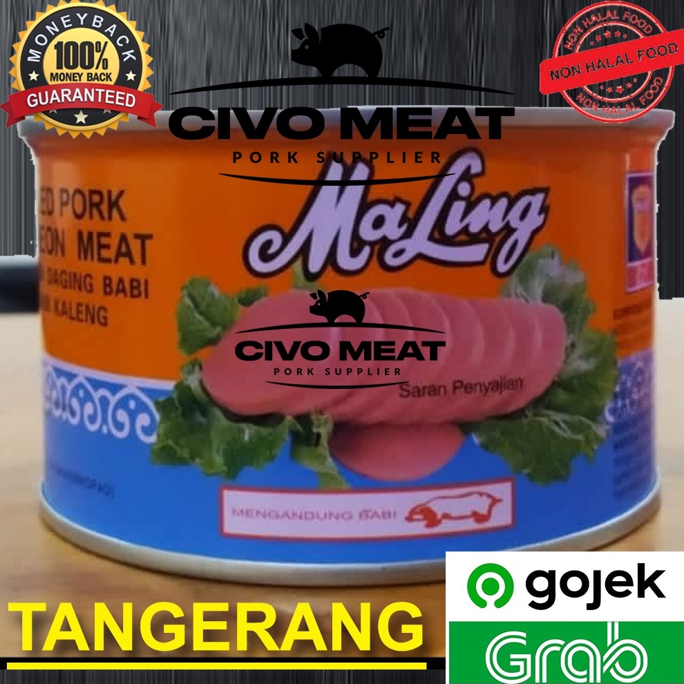 

1212 MALL Maling Canned Luncheon Pork tts 397gr Daging Babi Ma Ling Kaleng Besar buruan