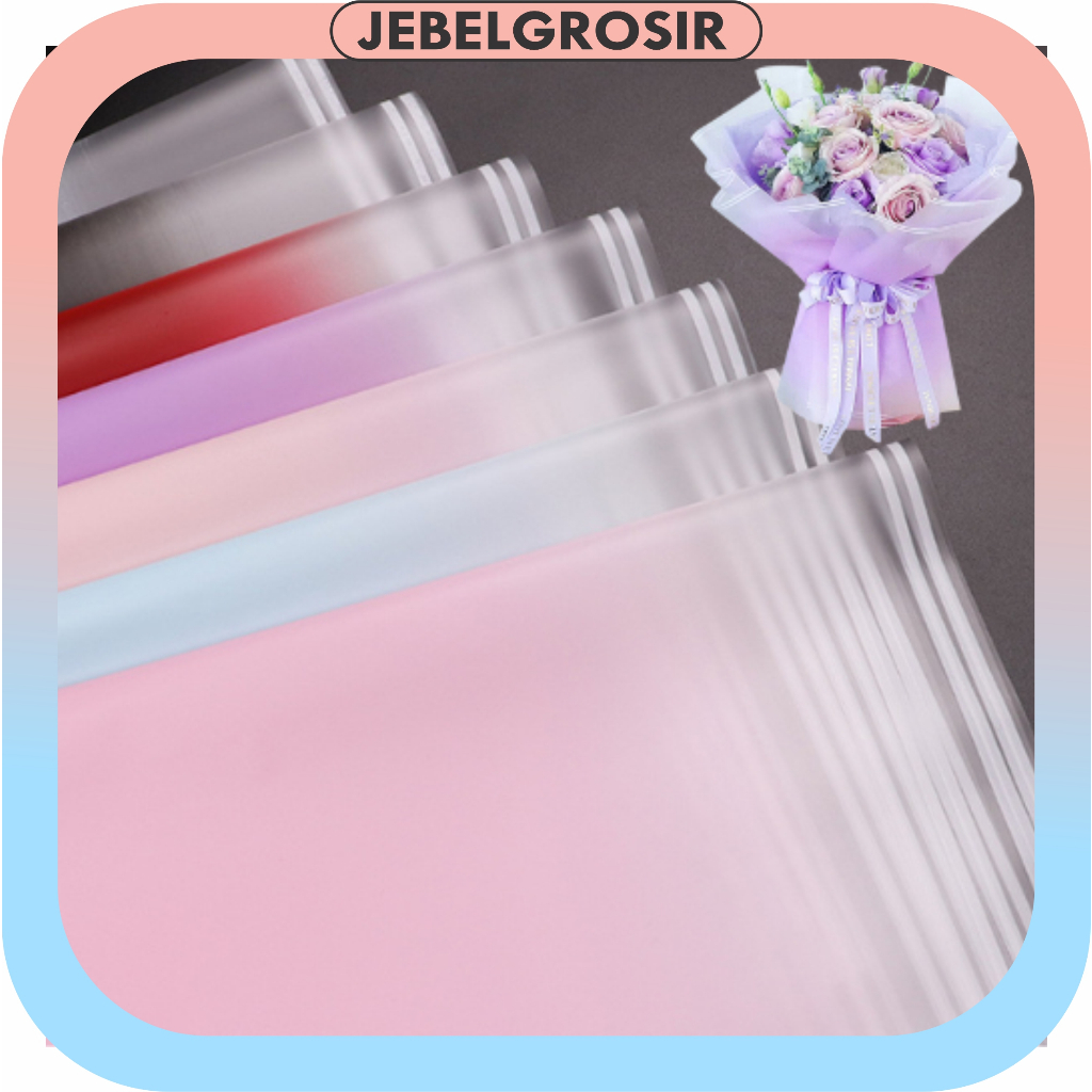 

20 LEMBAR Flower Wrapping Paper Gradient Color List Cellophane Kertas Buket Florist KB6294