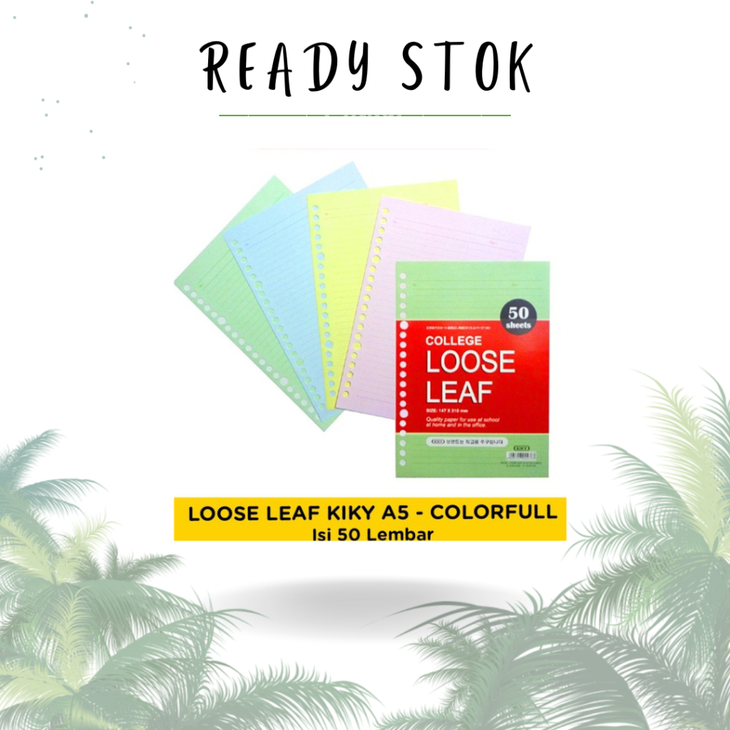 

LOOSE LEAF / REFILL BINDER A5 50 COLOURFUL KIKY