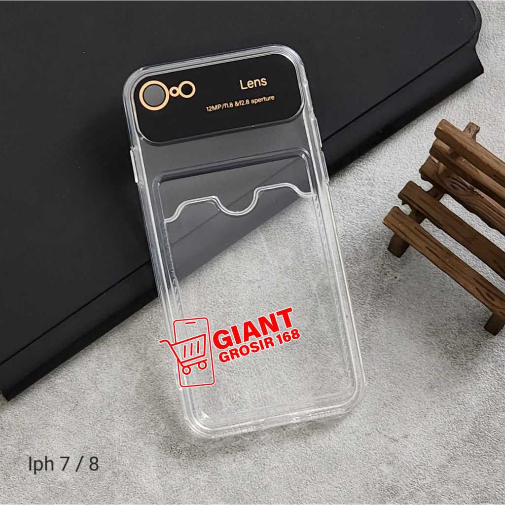 Clear Card Big Lens Slot Kartu Bening Case Iphone 7 Iphone 8 Iphone 7 Plus Iphone 8 Plus