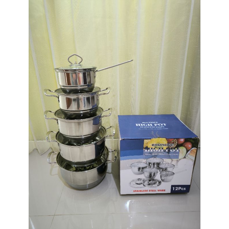 Panci set stainless susun 5 sarangan tutup kaca