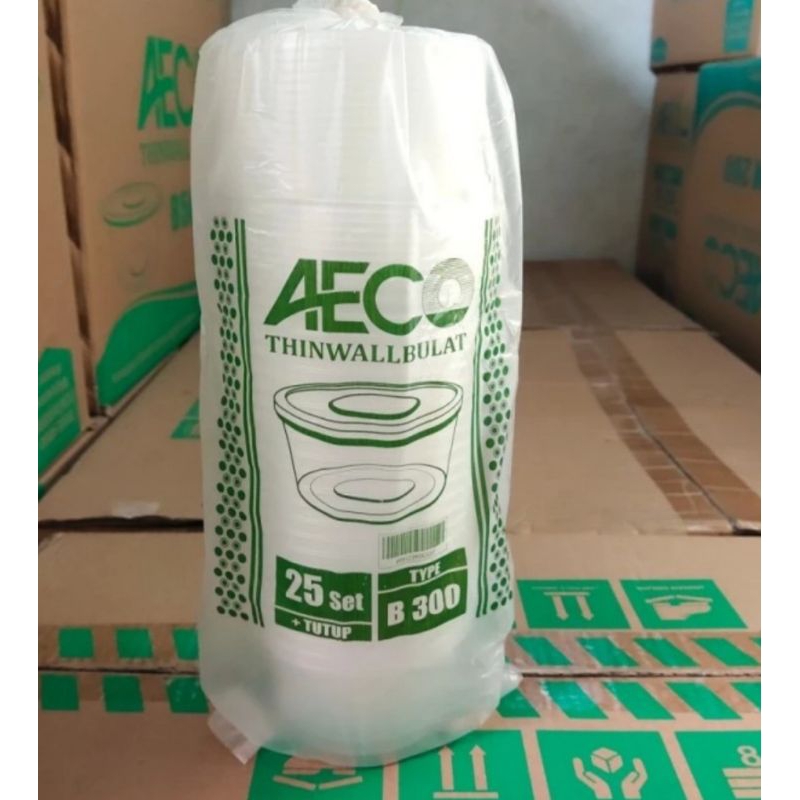 THINWALL MANGKOK BULAT  300ML AECO 1 SET ISI 25 PCS PLUS TUTUP