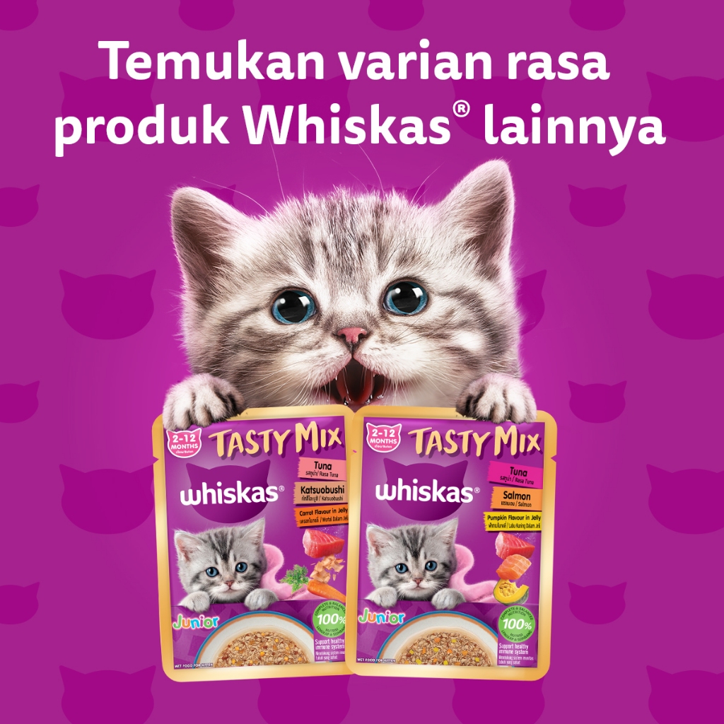 Whiskas Tasty Mix Gravy Makanan Kucing Basah Pouch Junior 70 gr - Isi 14