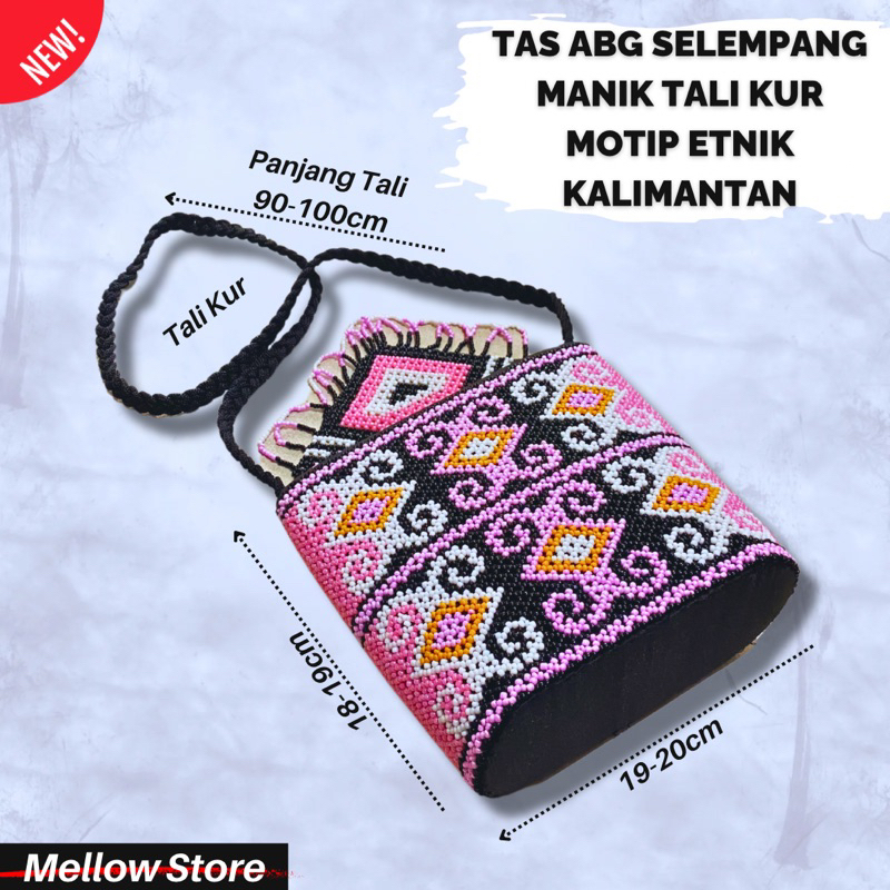 Tas abg selempang manik tali kur motip etnik khas kalimantan