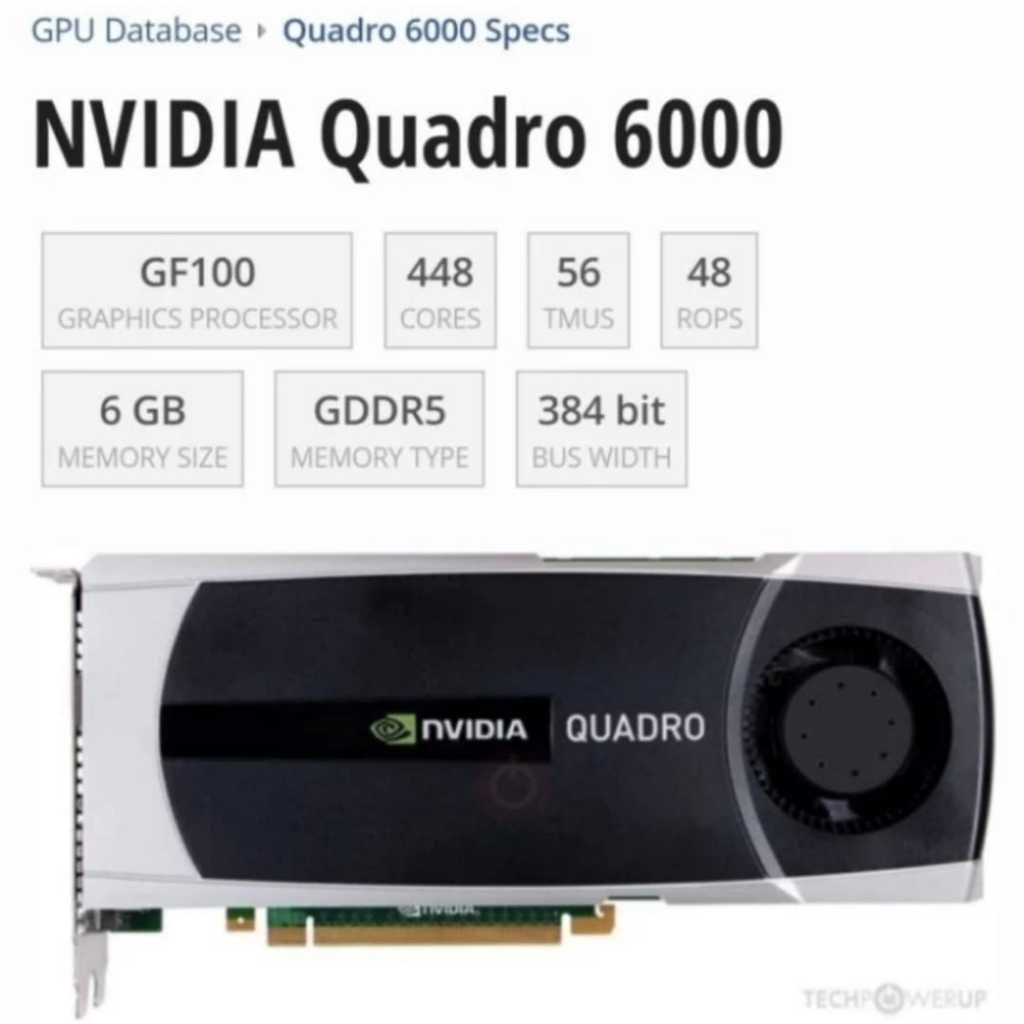 VGA NVIDIA QUADRO 6000 DDR5 6GB 384 BIT MURAH AJA