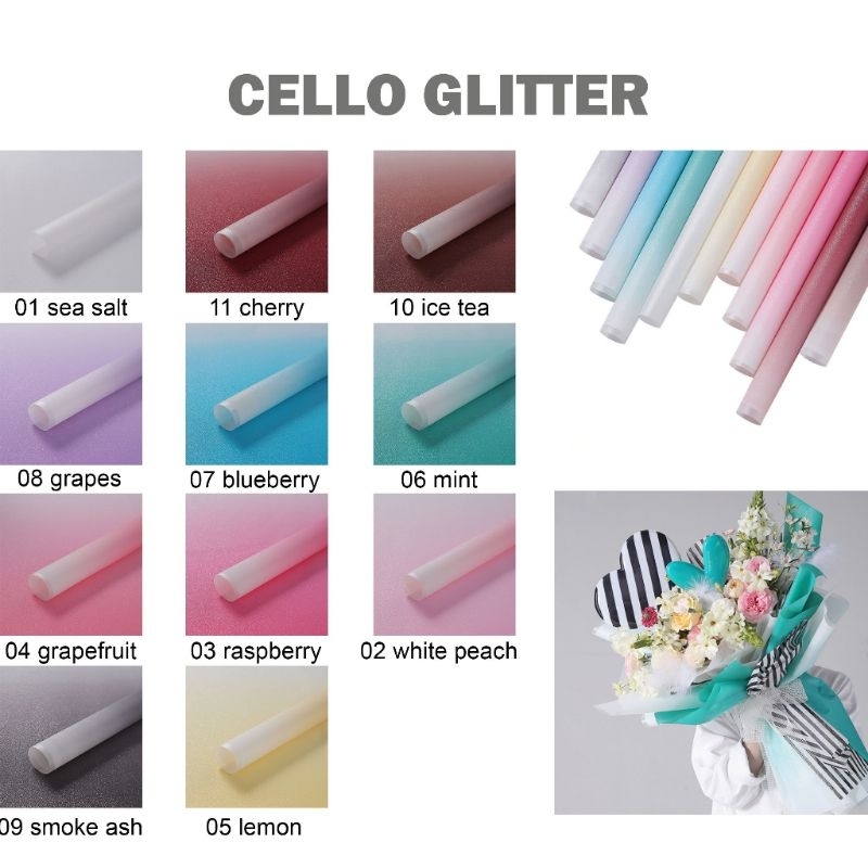 

Cello gliter gradasi transparan Sumbersekarsari