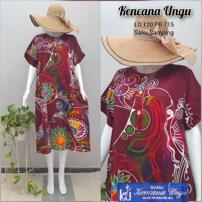 Daster pendek busui Kencana Ungu label biru