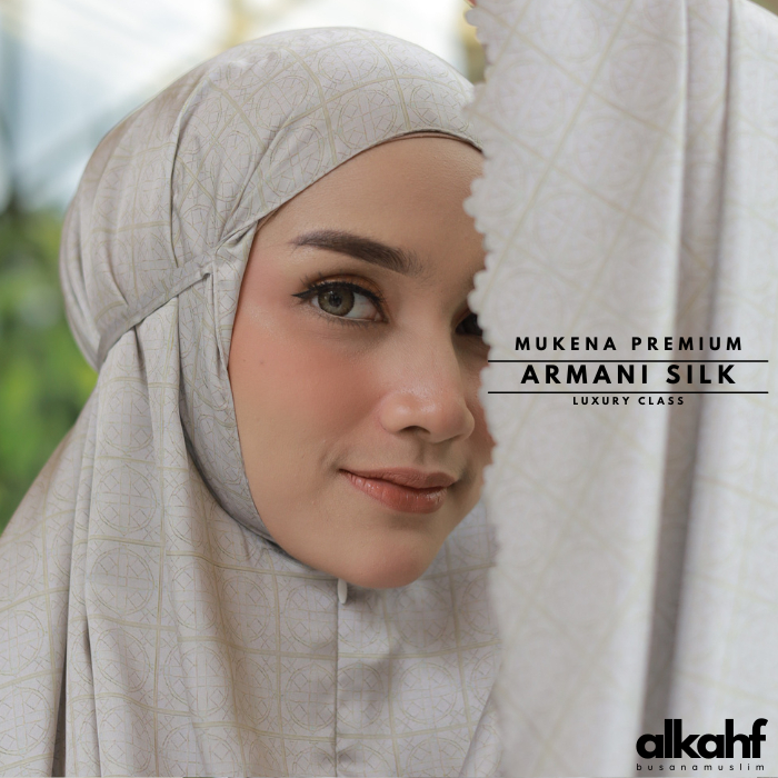 ALKAHF.ID-Mukena Armany Silk Luxury Premium Lasercut Series Motif