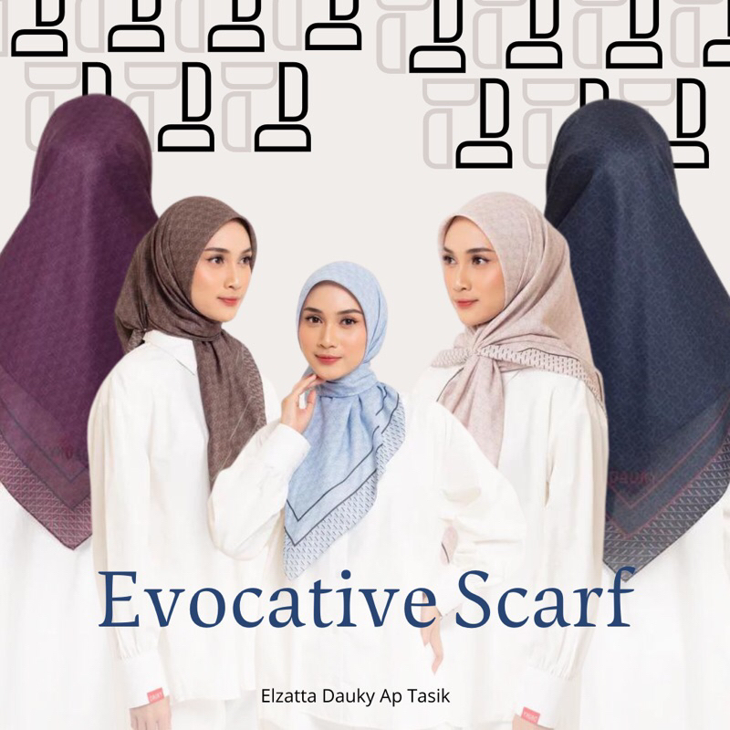 SCARF DAUKY HIJAB MOTIF DAUKY EVOCATIVE SCARF DAUKY KERUDUNG SEGI EMPAT MOTIF DAUKY