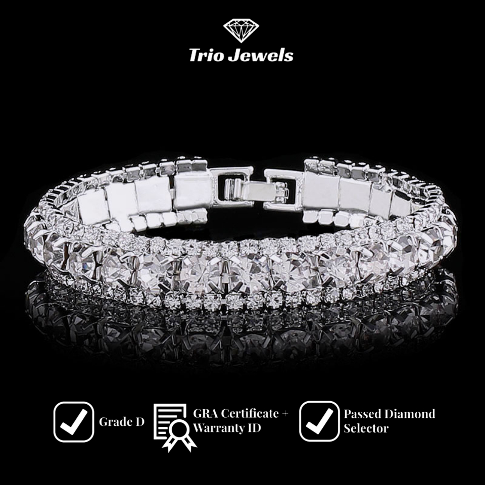 Gelang  Serut Titanium Wanita Berlian Anti Karat Gelang Kristal Emas Putih Manik Manik Aesthetic