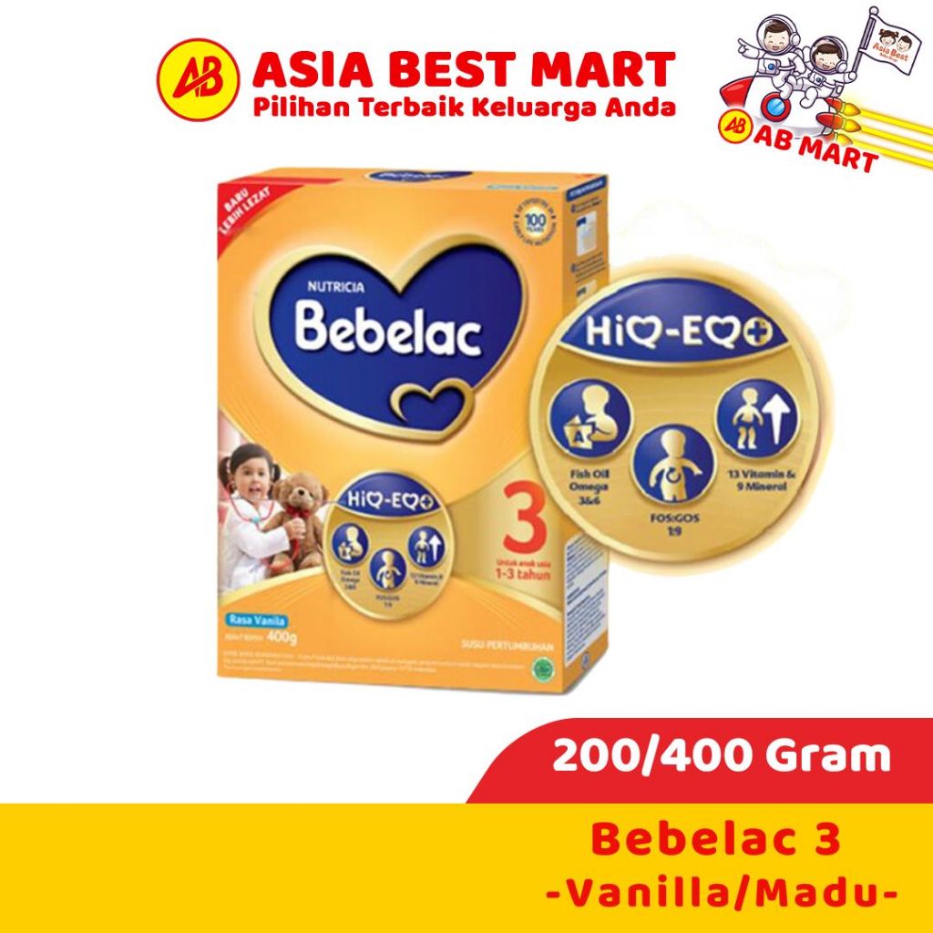 Bebelac 3 400 Gr 200gr Vanilla Madu / Susu Formula Bubuk Pertumbuhan Anak Bubuk