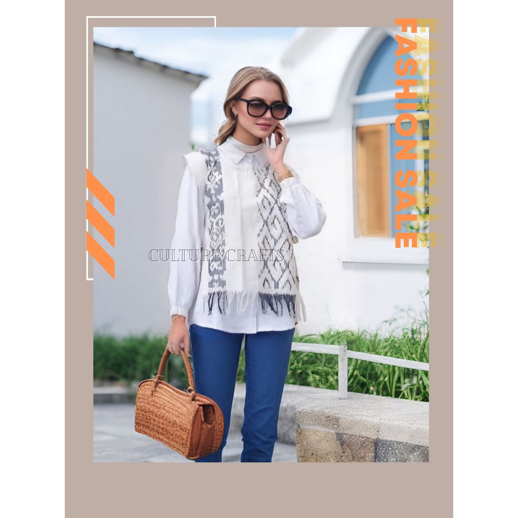 Rompi Tenun Unisex Pria Wanita Tenun Blanket - Rompi Pendek Wanita Casual