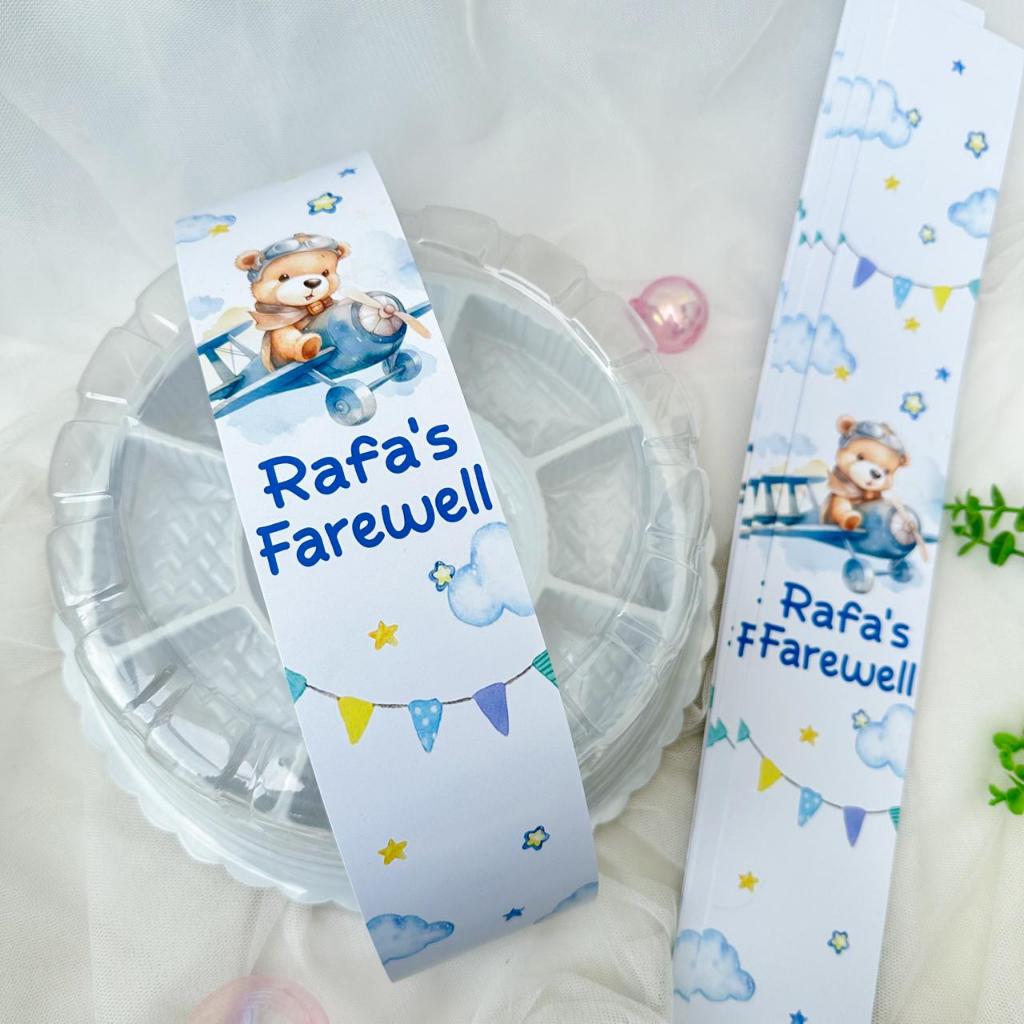 

Teddy Bear Baby Boy - Label Sleeve Dus Packing / Bento / Nasi Kotak Birthday / Hampers Ulang Tahun / Koper