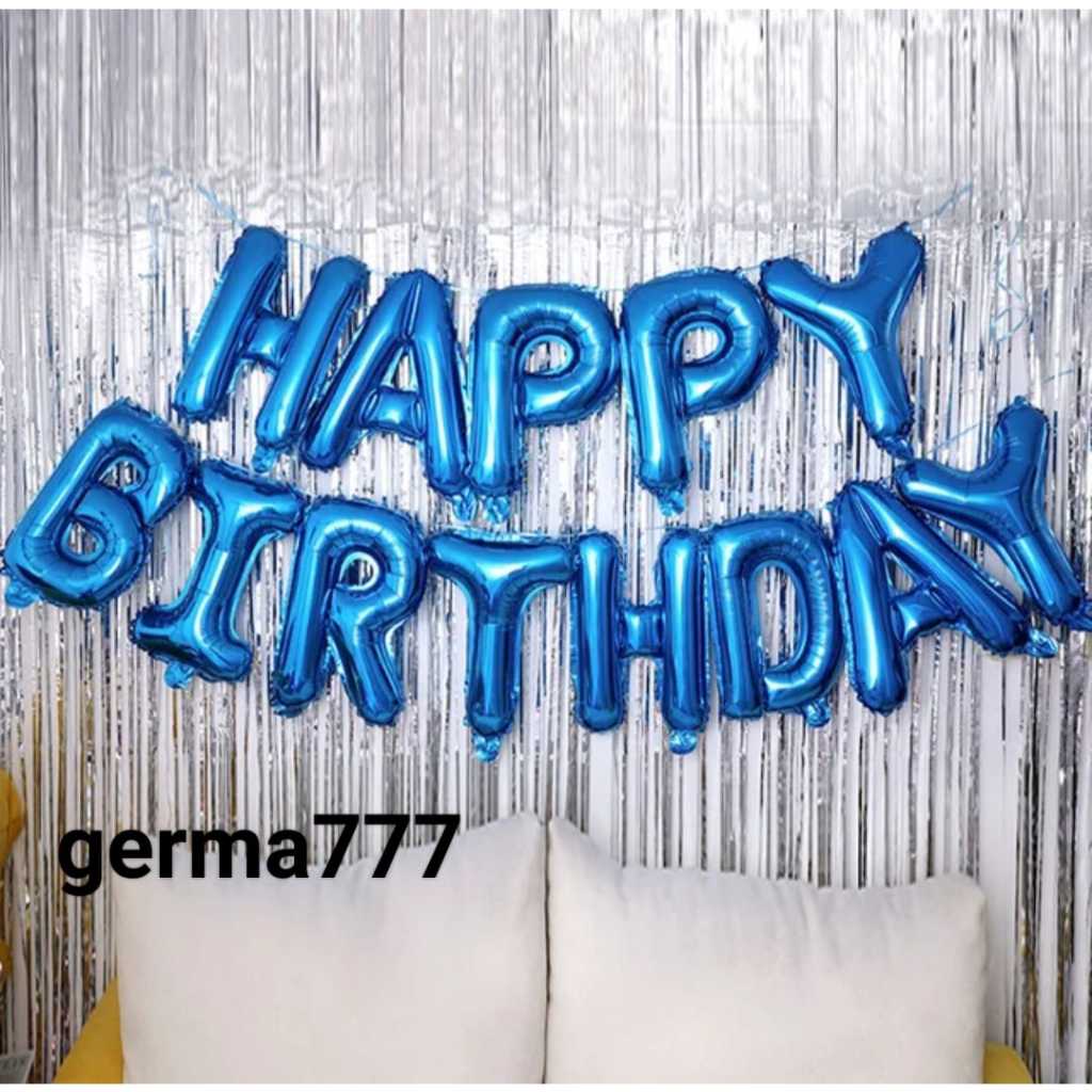 Set Dekor Pesta Ulang Tahun Balon Happy Birthday Perlengkapan Dekorasi  UltahTirai Silver