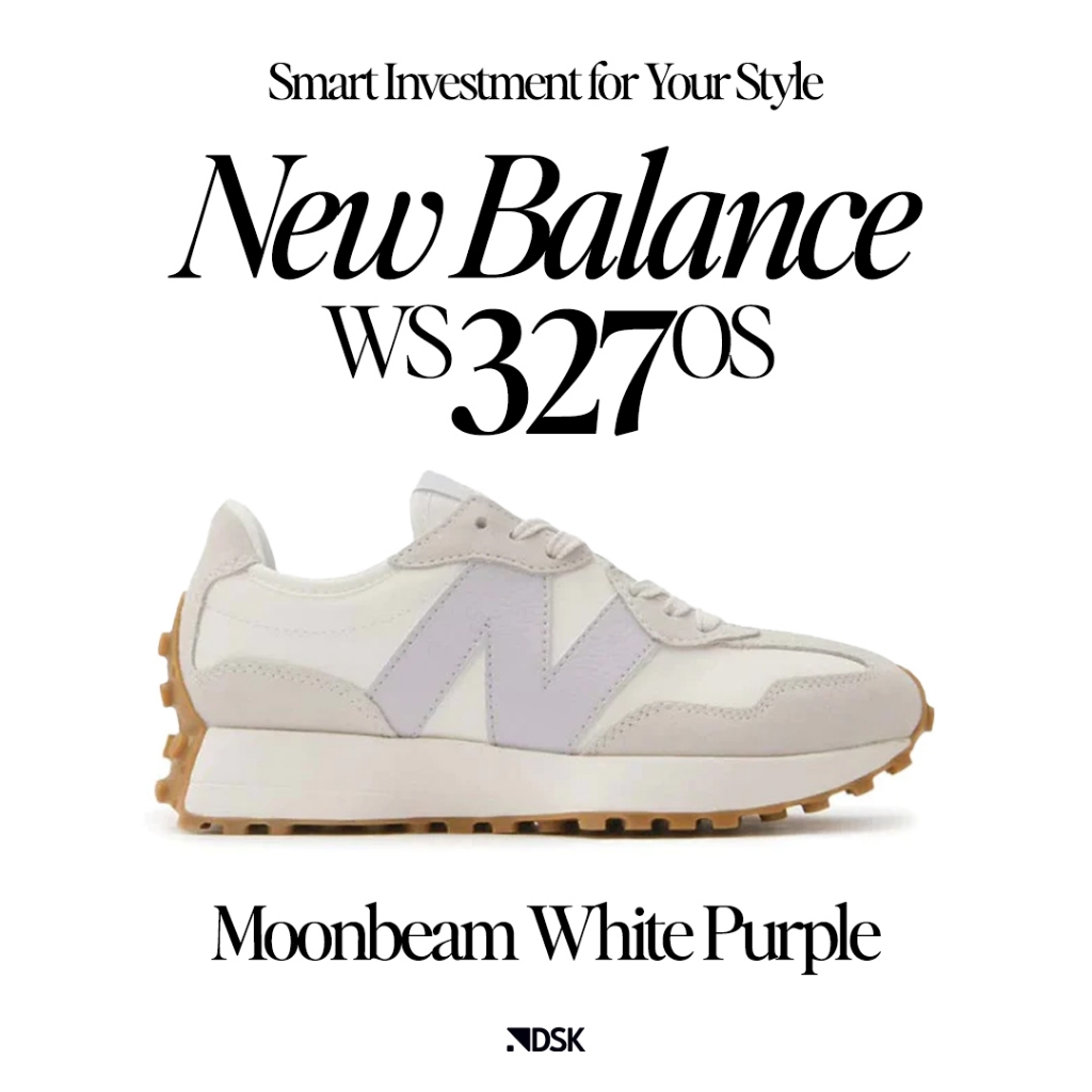 New Balance WS327OS 327 Moonbeam White Purple 100% Original Sneakers Casual Pria Wanita Sepatu Ori M