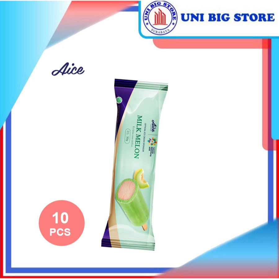 

AICE Ice Cream Milk Melon Stick 50 gr x 10 pcs Es Krim Susu Melon Stik