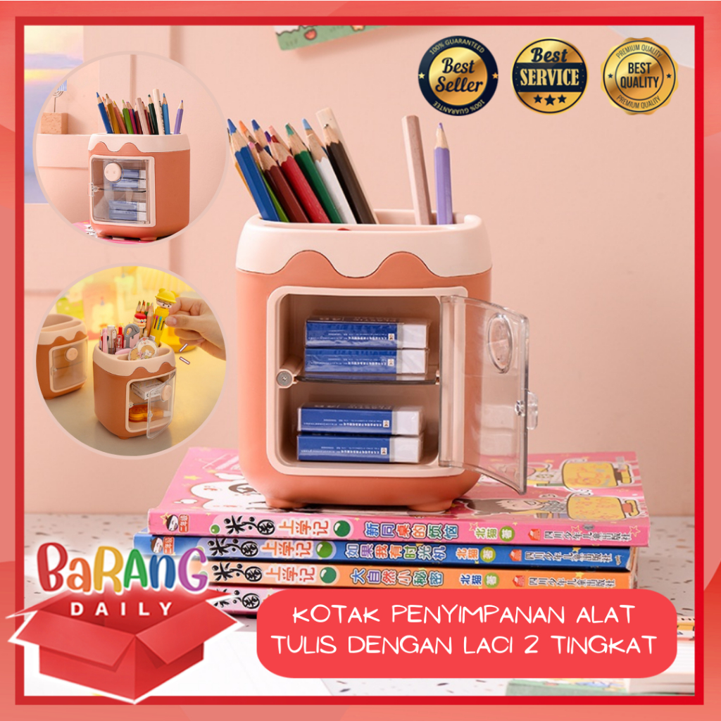 

KOTAK TEMPAT PENSIL PENYIMPANAN ALAT TULIS DENGAN LACI 2 TINGKAT / ORGANIZER STATIONERY LACI 2 TINGKAT SERBAGUNA