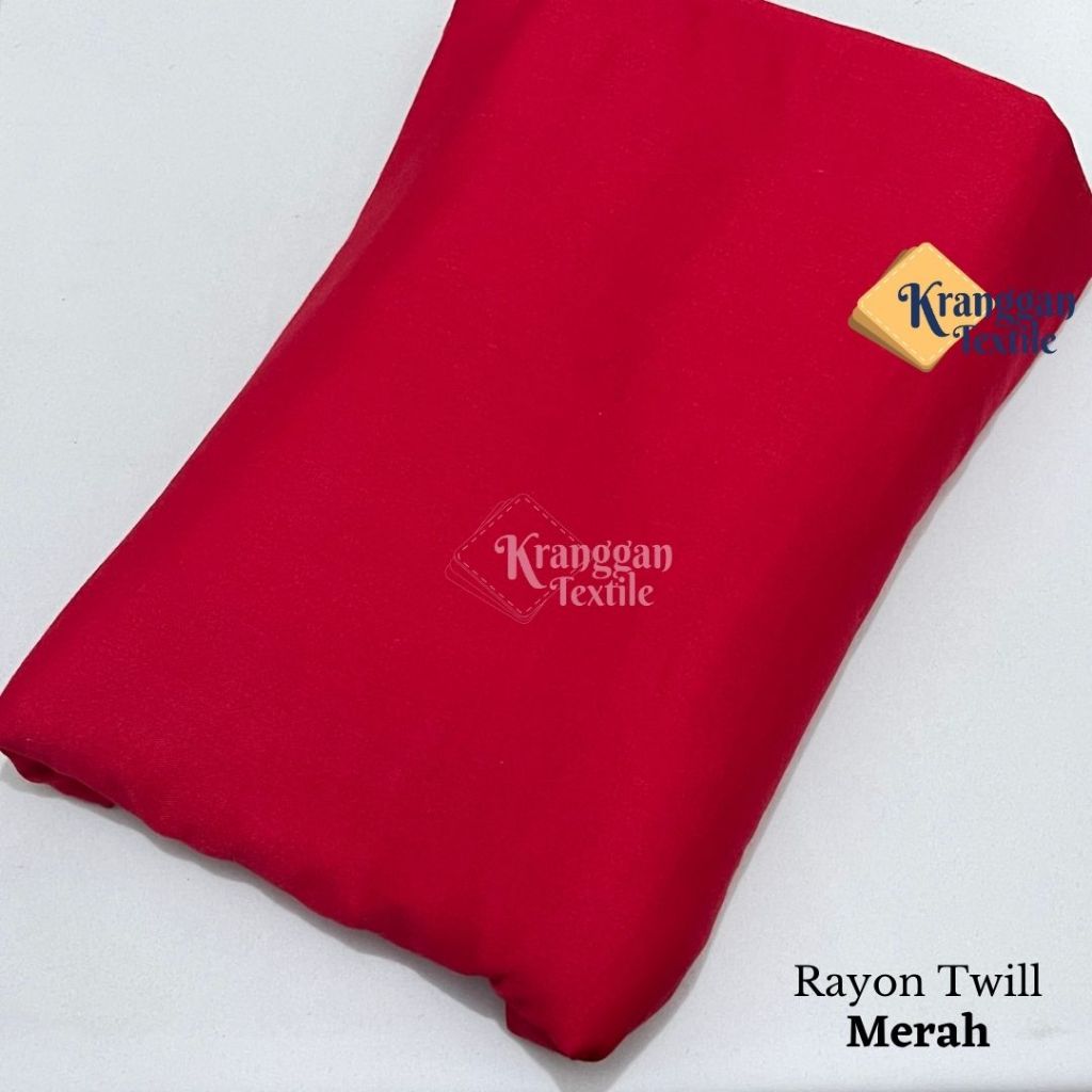 KAIN RAYON TWILL MERAH POLOS LEBAR 150CM