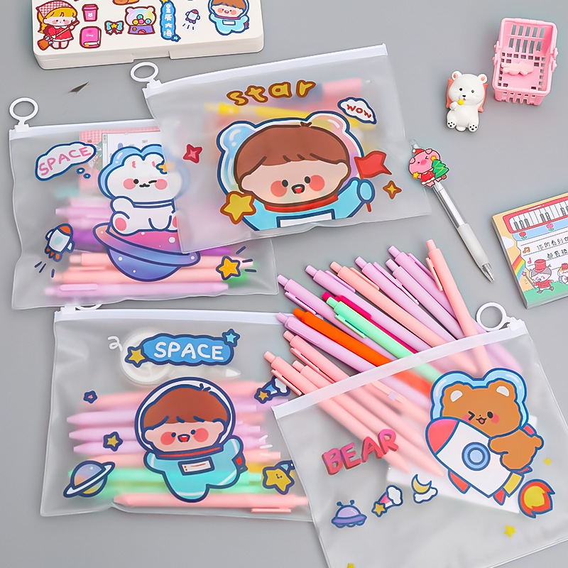 

Satuan- Tas folder ziplock transparan motif kartun lucu/ Tas organizer stationery anak sekolah