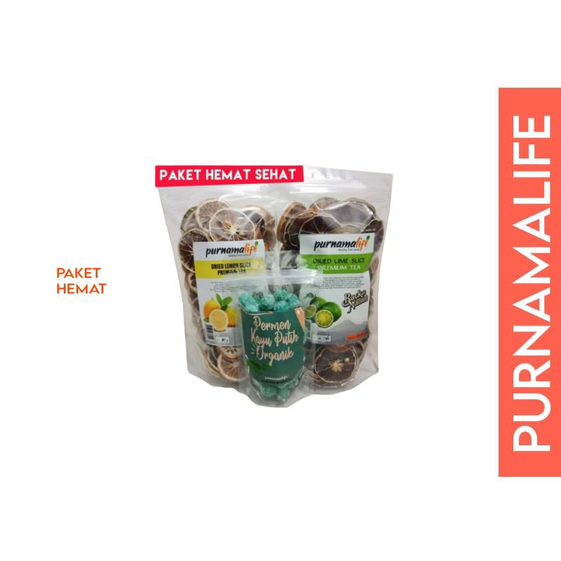 

Paket Hemat jeruk lemon nipis kering dried lemon lime slice premium tea & permen kayu putih