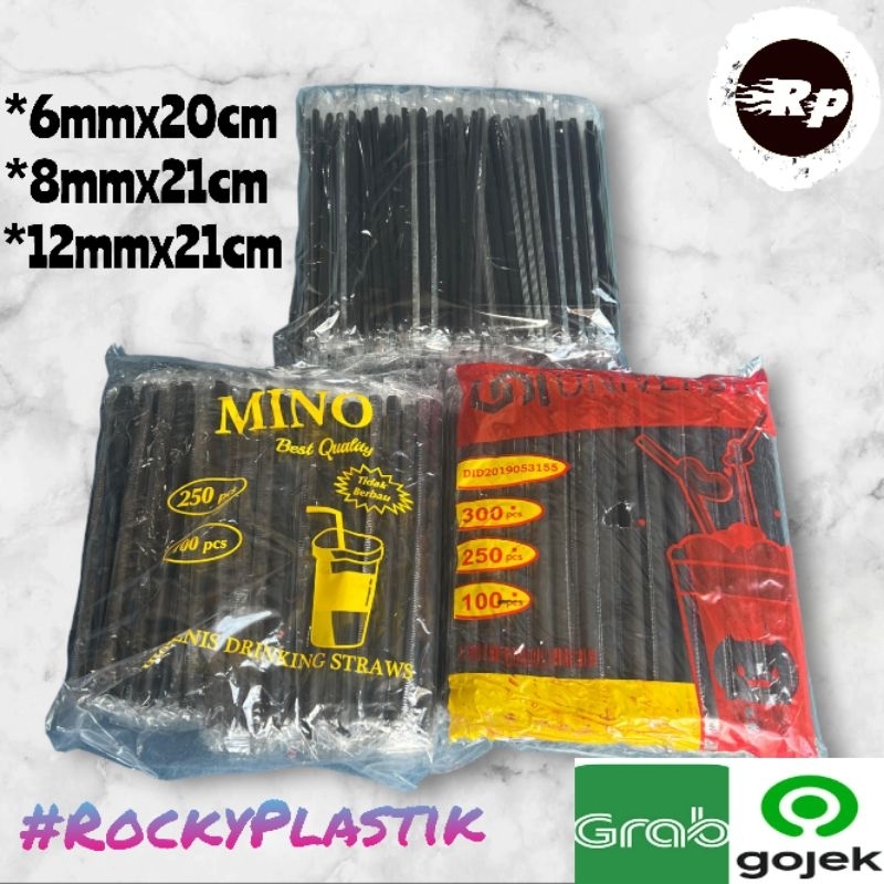 Sedotan Steril Hitam Sedotan Kopi Hitam Runcing Sedotan Lancip
