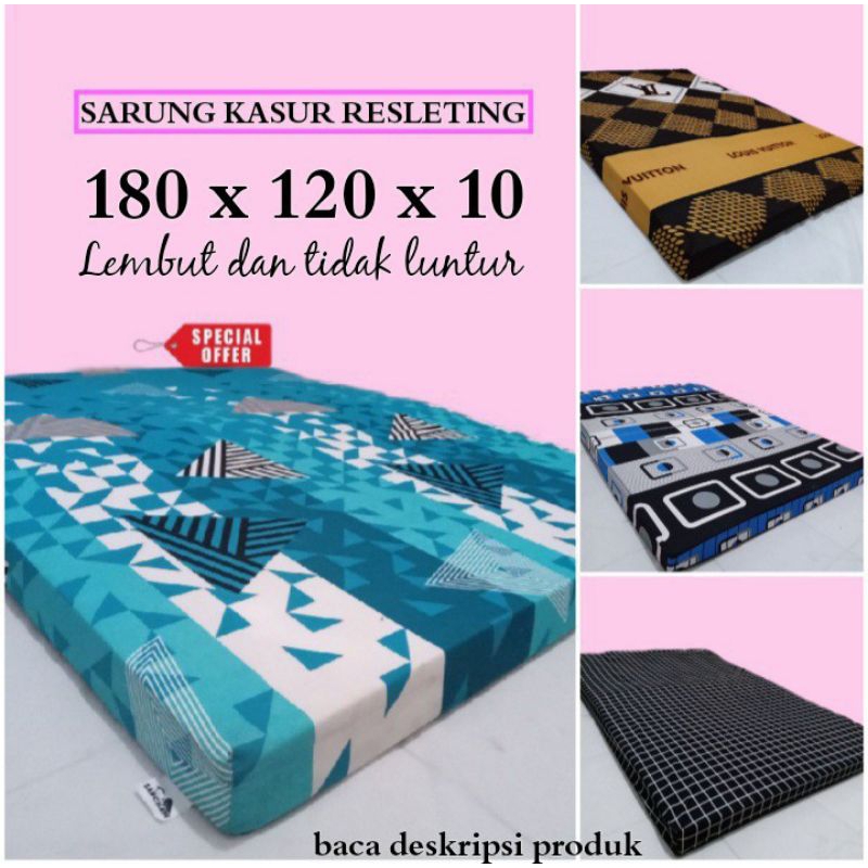 Sarung Kasur Resleting Uk 180 x 120 x 10 Kain Lembut Dan Tidak Luntur Baca Deskripsi Produk