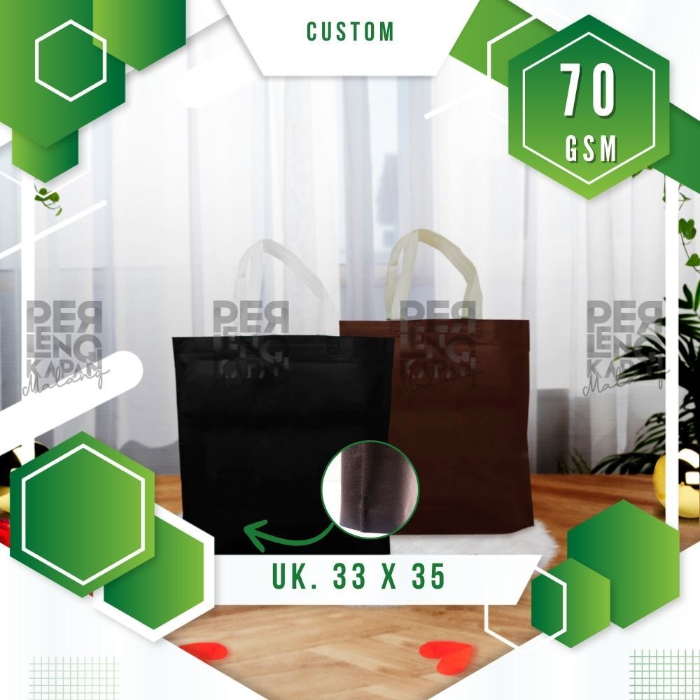 

HLB CUSTOM 70GSM Tas Spunbond Goodie Bag Laken Model Tali Ukuran 35x33 CM Tebal