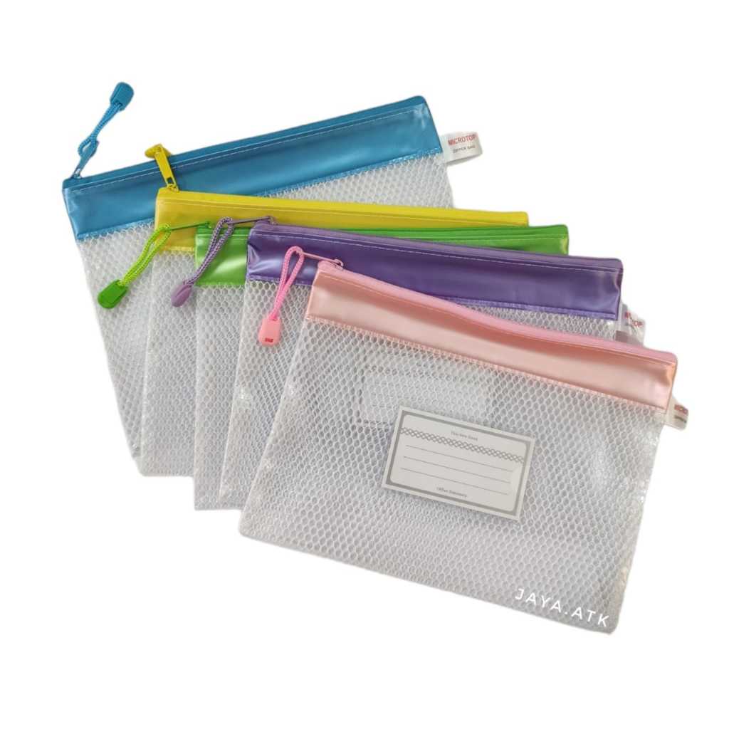 

MAP PLASTIK ZIPPER SLETING A5 JARING DOMPET POUCH TAS KOSMETIK WARNA TRANSPARANT
