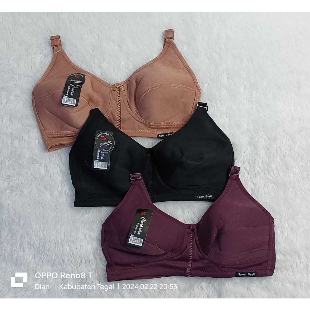 CLEOPATRA-BRA WANITA BRA SPORT TANPA BUSA 34/36/38/40/42/44/46/48/ ISI 3 PCS