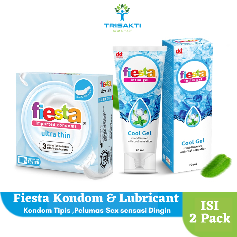 Kondom Fiesta Ultra Thin isi 3 pcs & Lubricant Fiesta  Intim Cool Gel 70ml Pelumas Pelicin Sex