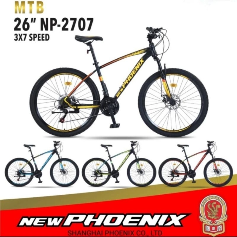 Sepeda MTB 26 Gunung New Phoenix NP2707 NP 2707 3x7 Speed Original