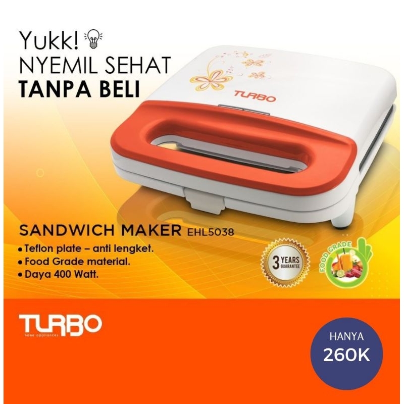 PEMBUAT SANDWICH/SANDWICH MAKER/ALAT UNTUK MEMBUAT SANDWICH/SANDWICH MAKER TURBO