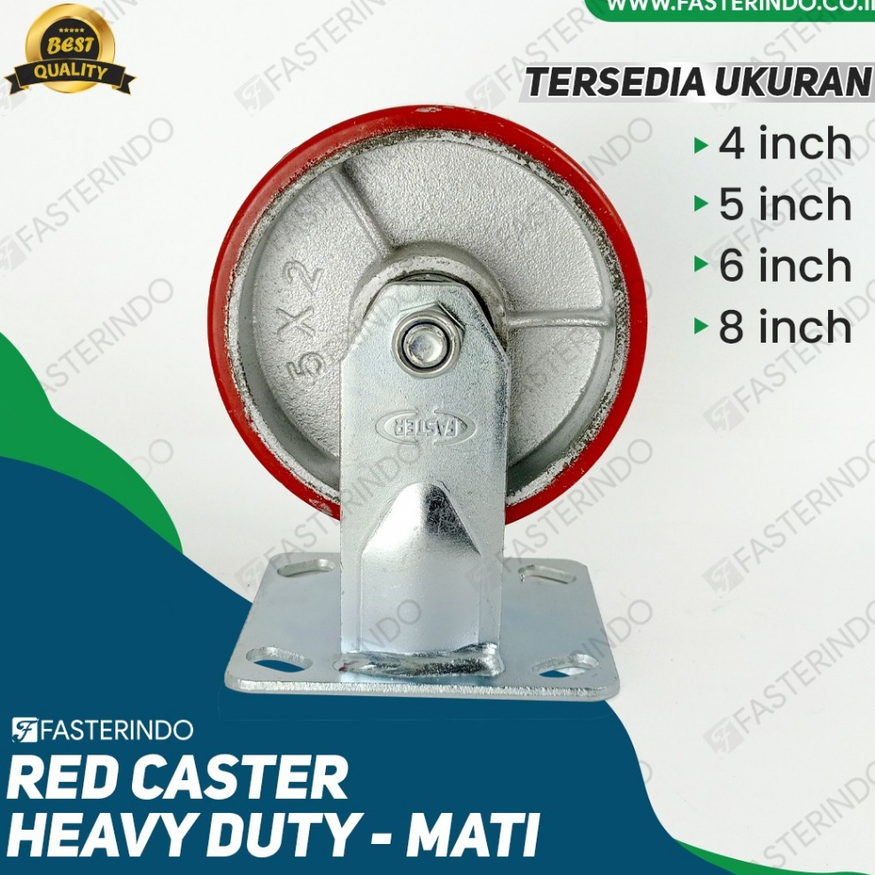 Roda Merah Caster Heavy Duty PU / Red Caster Heavy Duty Mati