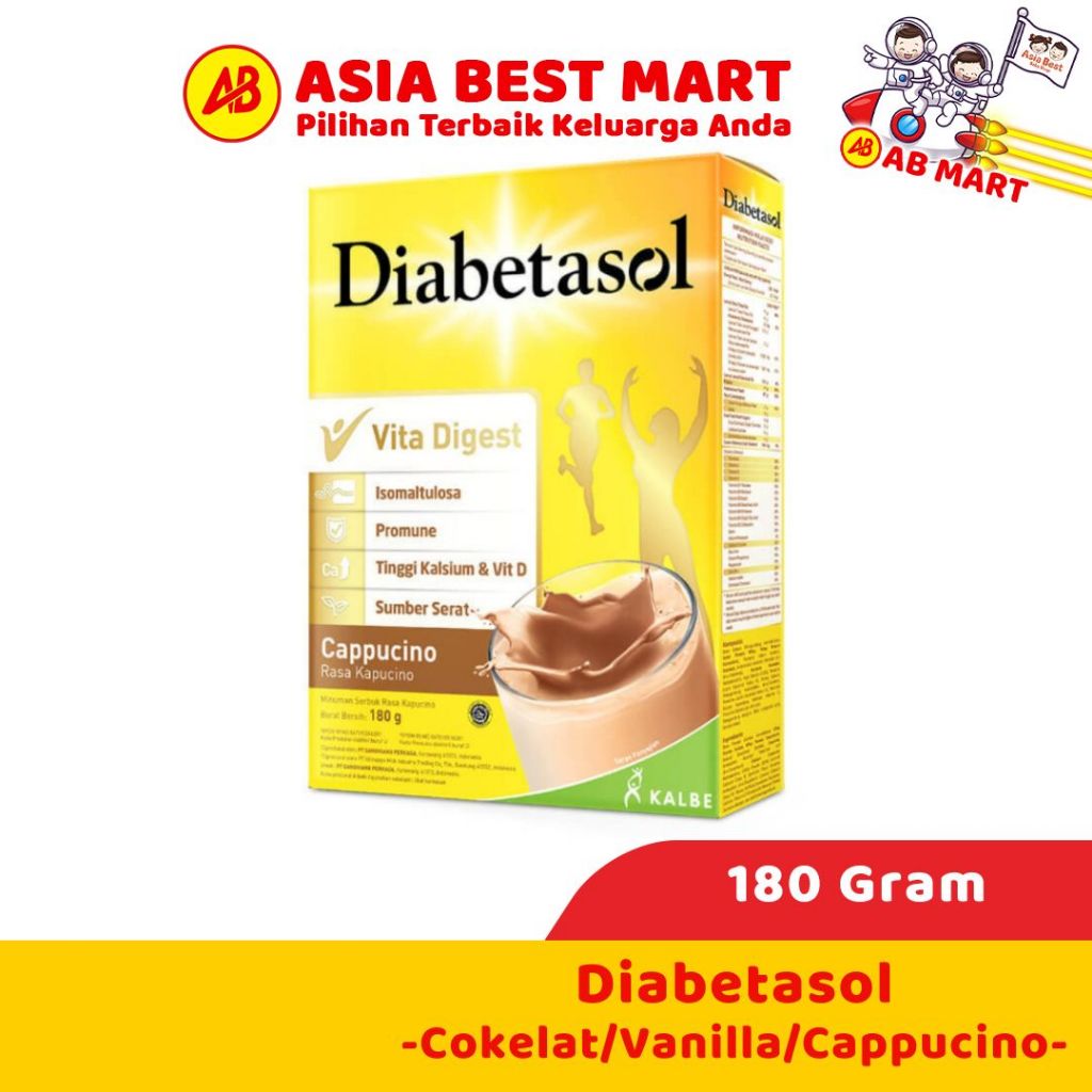 

Diabetasol Cappucino Vanilla Coklat 180 Gr Susu Diabetes Minuman Nutrisi Diet