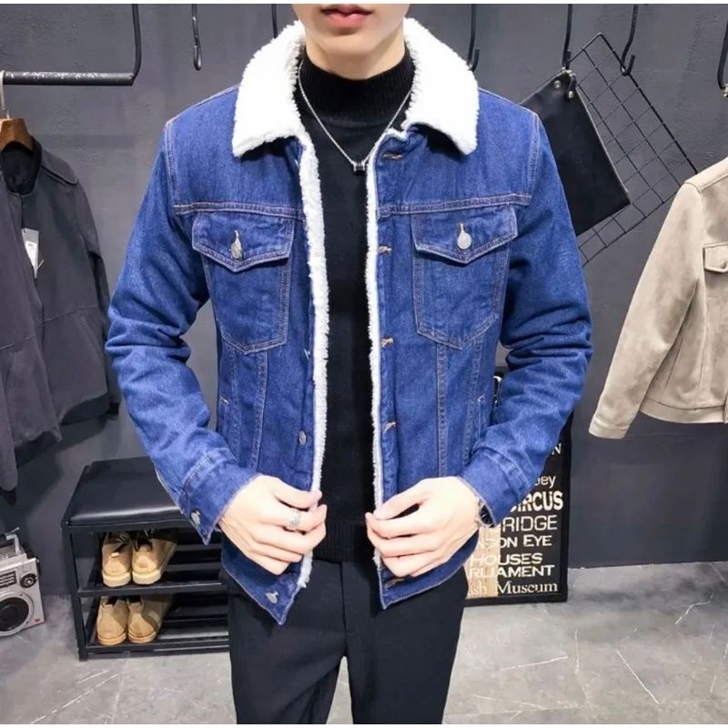 JAKET SERPHA JEANS PRIA WANITA / JAKET JEANS BULU SERPHA