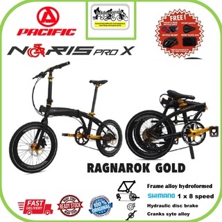PACIFIC Sepeda Lipat 20 inch NEW NORIS PRO X 2022 Bonus komplit (helm-lampu,cover sadel dan tas)