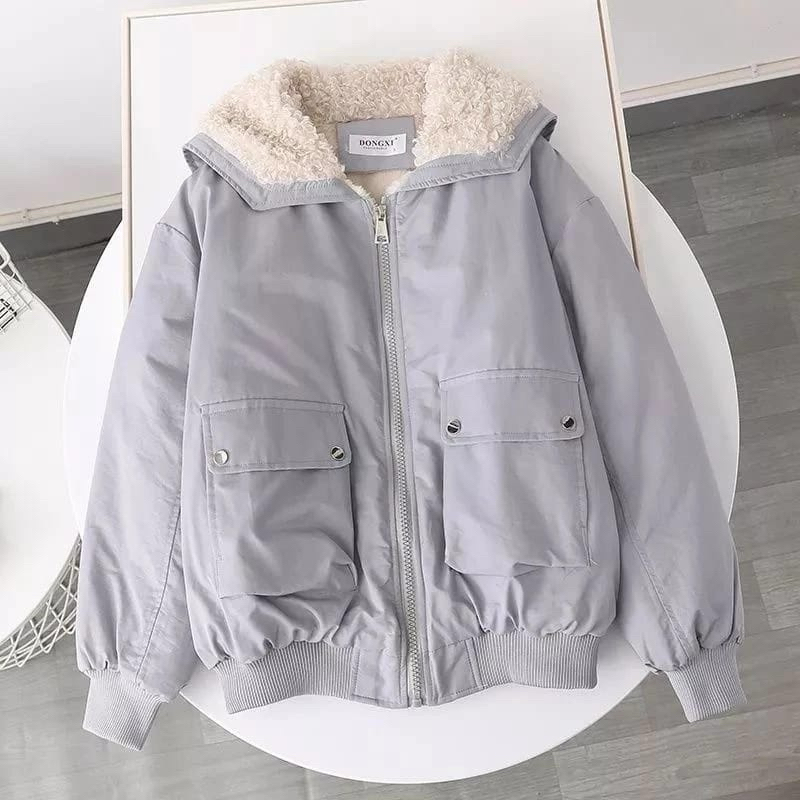 POLLARIS_BRAND99 Jaket winter wanita korea bulu tebal bahan import