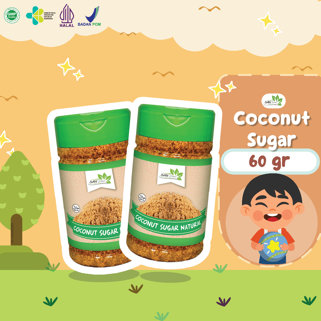 

SANFOOD BRILIAN Coconut Sugar 60gr Pemanis Alami Low GI Kemasan Botol