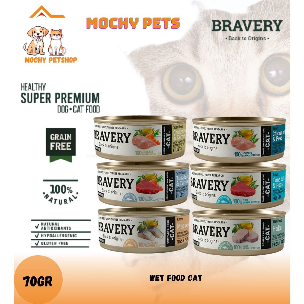 BRAVERY Wet Food for Cats 70gr / Makanan Basah Kucing / Wet Food