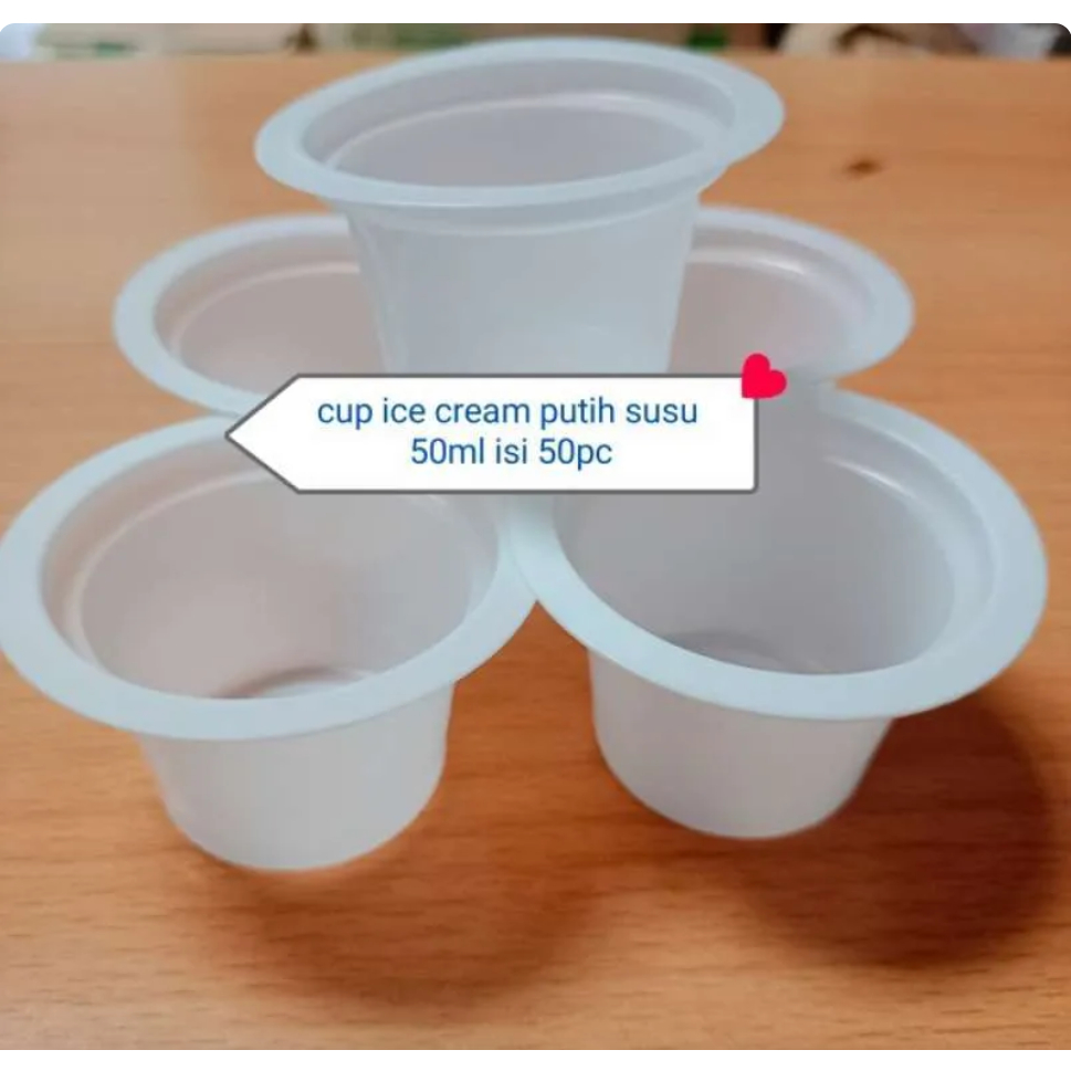 Cup Ice Cream Putih Susu 50Ml. 10 Pak