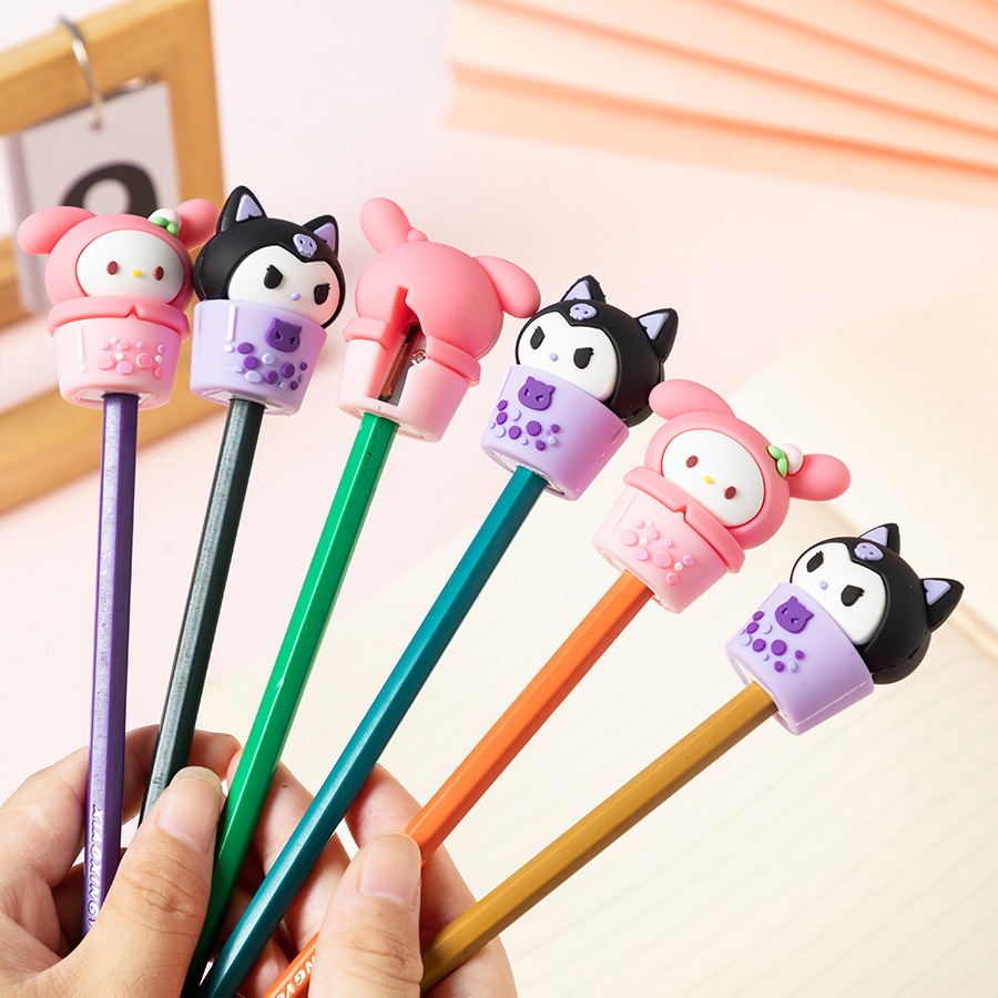 

RAUTAN PENSIL KARAKTER KEPALA SANRIO KUROMI MELODY BAHAN KARET