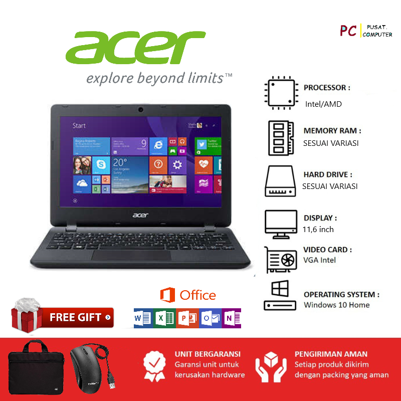 NOTEBOOK ACER ASPIRE 12 INCH RAM 4GB WINDOWS 10