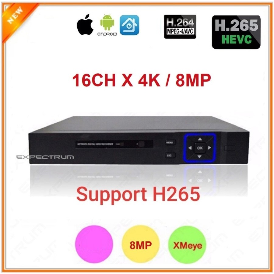 NVR 16CH / 16 CH 4K / 8MP, XMeye Support H 265. P2P