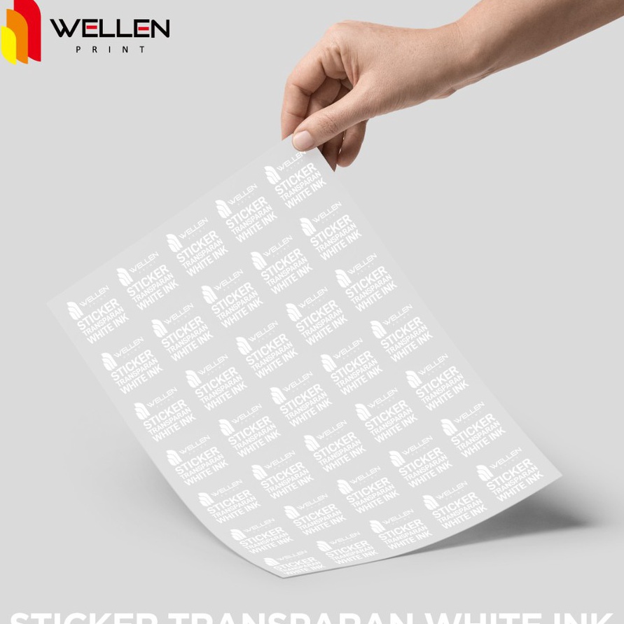 

WELLEN PRINT Cetak Sticker Transparant A3 White Ink Print Stiker Label Kemasan Transparan Tinta Putih