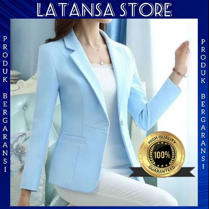 Jas Blazer Biru Muda / Jas Wanita Casual