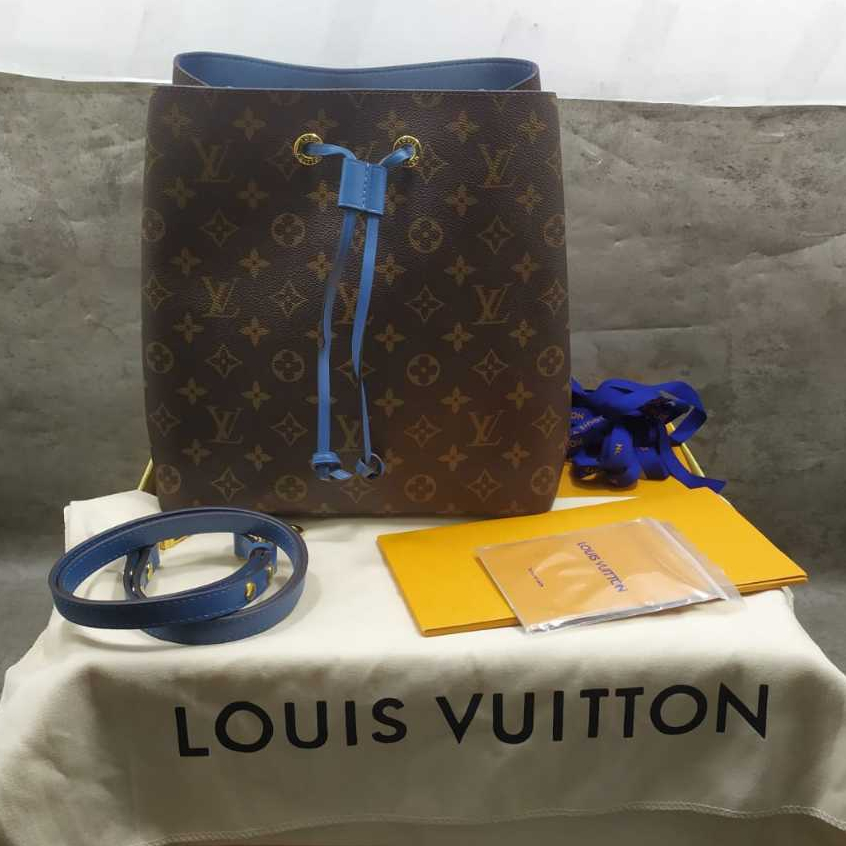 Tas Monogram Neo Noe NeoNoe MM Biru Ori Blue Jean Original Asli 2018 ori leather fo original asli or