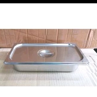 Food Pan Stainless Steel + Tutup / Wajan Kotak 32×18×15 Cm / 32×18×10cm / 32×18×7cm